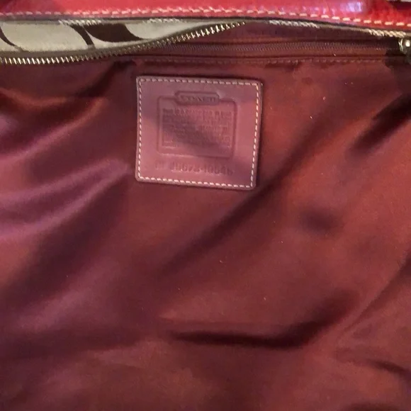 COACH Hampton Signature C Logo Canvas Red Leather Briefcase Shoulder Bag RARE - Picture 17 of 17